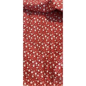 00037-1.75 Yds Red/White Star Fabric w/Silver Glitter–Cotton Quilting Fabric–New